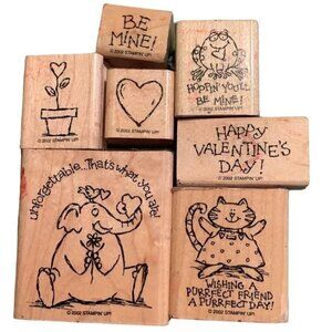 Stampin Up Have A Heart Rubber Stamp Set Valentines Animals & Saying Blocks 2002